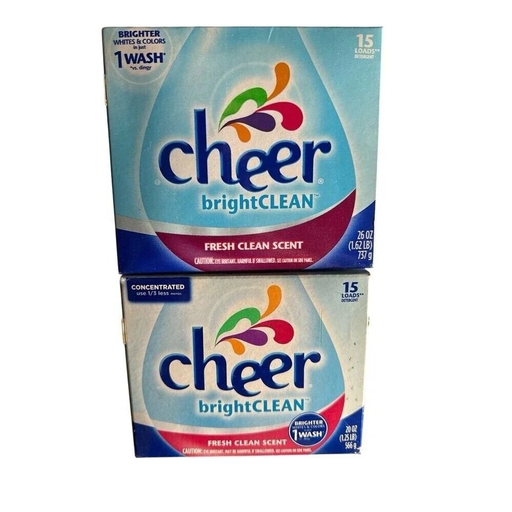 2 Lot Cheer Bright Clean Fresh Clean Scent Powder Laundry Detergent concentrated
